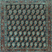 Square Machine Washable Persian Light Blue Traditional Rug, wshtr1786lblu