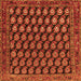 Round Machine Washable Persian Orange Traditional Area Rugs, wshtr1786org