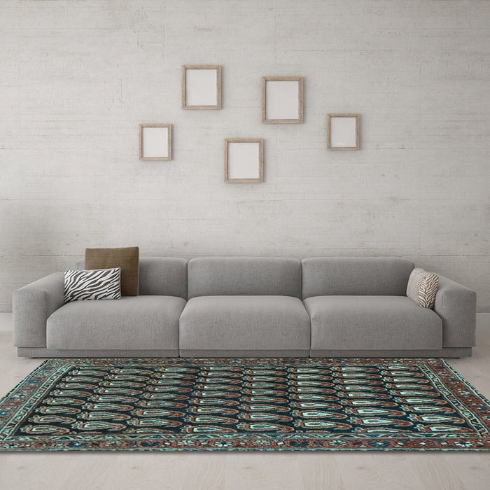Machine Washable Persian Light Blue Traditional Rug in a Living Room, wshtr1786lblu