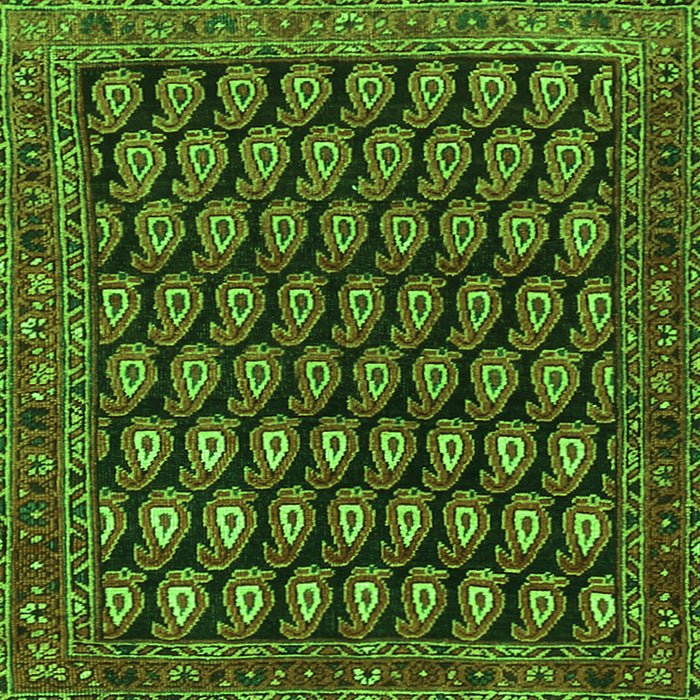 Round Machine Washable Persian Green Traditional Area Rugs, wshtr1786grn