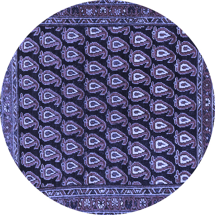 Round Machine Washable Persian Blue Traditional Rug, wshtr1786blu