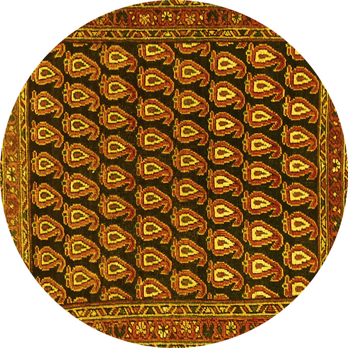 Round Persian Yellow Traditional Rug, tr1786yw