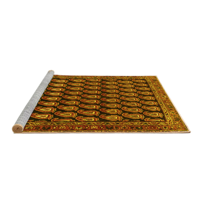 Sideview of Machine Washable Persian Yellow Traditional Rug, wshtr1786yw