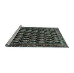 Sideview of Machine Washable Persian Light Blue Traditional Rug, wshtr1786lblu