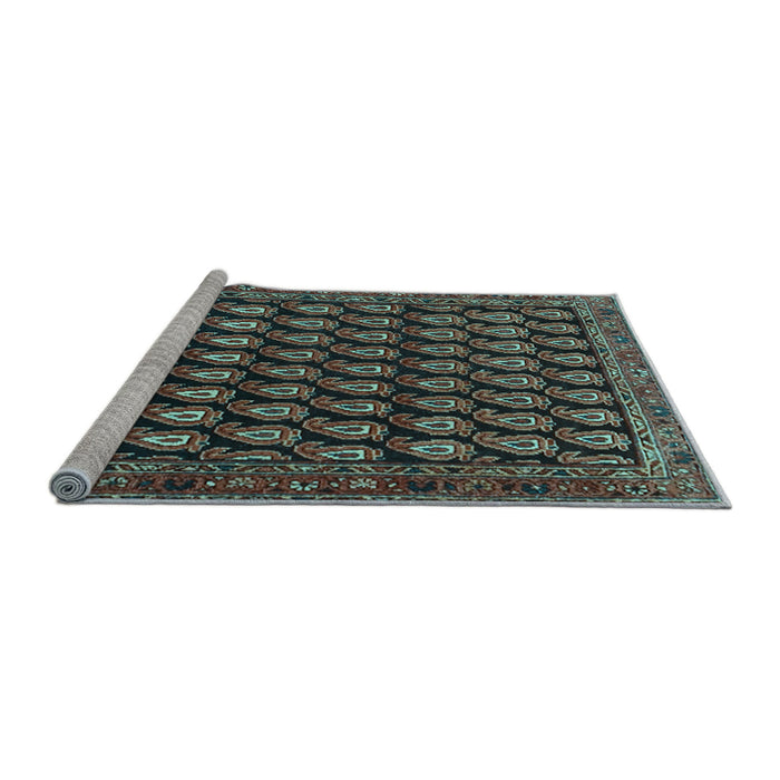 Sideview of Machine Washable Persian Light Blue Traditional Rug, wshtr1786lblu
