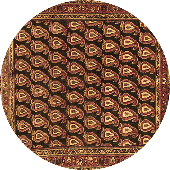 Round Machine Washable Persian Brown Traditional Rug, wshtr1786brn