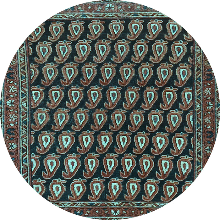 Round Machine Washable Persian Light Blue Traditional Rug, wshtr1786lblu