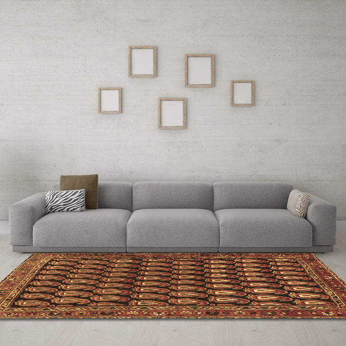 Machine Washable Persian Brown Traditional Rug in a Living Room,, wshtr1786brn