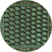 Round Persian Turquoise Traditional Rug, tr1786turq