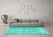 Machine Washable Persian Turquoise Traditional Area Rugs in a Living Room,, wshtr1787turq