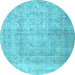 Round Persian Light Blue Traditional Rug, tr1787lblu