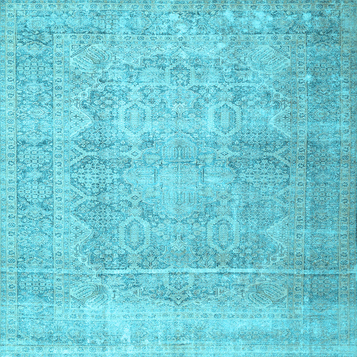 Square Machine Washable Persian Light Blue Traditional Rug, wshtr1787lblu