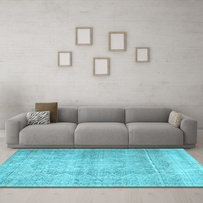 Machine Washable Persian Light Blue Traditional Rug in a Living Room, wshtr1787lblu