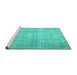 Sideview of Machine Washable Persian Turquoise Traditional Area Rugs, wshtr1787turq