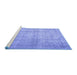 Sideview of Machine Washable Persian Blue Traditional Rug, wshtr1787blu