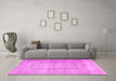 Machine Washable Persian Pink Traditional Rug in a Living Room, wshtr1787pnk