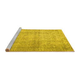 Sideview of Machine Washable Persian Yellow Traditional Rug, wshtr1787yw