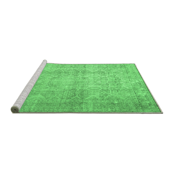 Sideview of Machine Washable Persian Emerald Green Traditional Area Rugs, wshtr1787emgrn