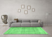 Machine Washable Persian Emerald Green Traditional Area Rugs in a Living Room,, wshtr1787emgrn