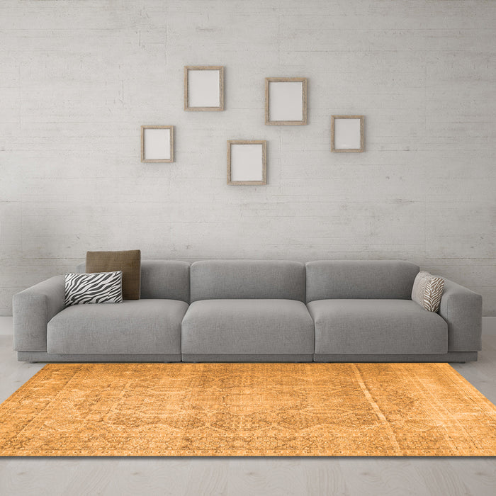 Machine Washable Persian Orange Traditional Area Rugs in a Living Room, wshtr1787org