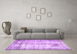 Machine Washable Persian Purple Traditional Area Rugs in a Living Room, wshtr1788pur