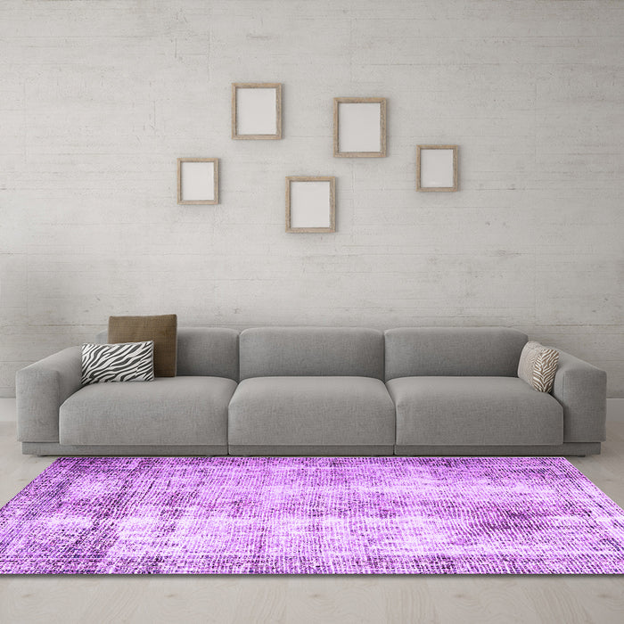 Machine Washable Persian Purple Traditional Area Rugs in a Living Room, wshtr1788pur