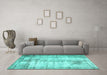 Machine Washable Persian Turquoise Traditional Area Rugs in a Living Room,, wshtr1788turq