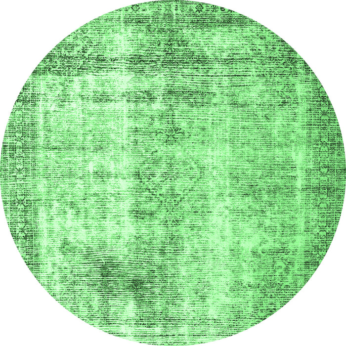 Round Machine Washable Persian Emerald Green Traditional Area Rugs, wshtr1788emgrn