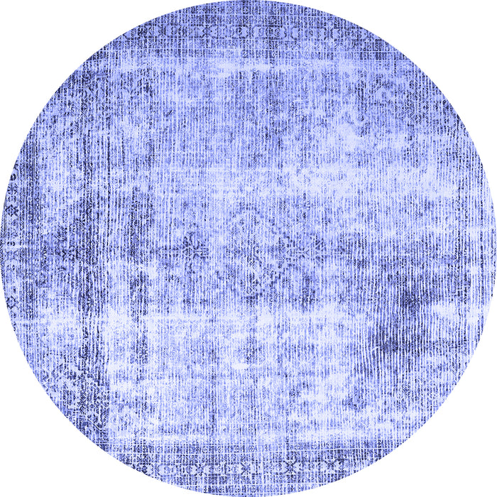 Round Machine Washable Persian Blue Traditional Rug, wshtr1788blu