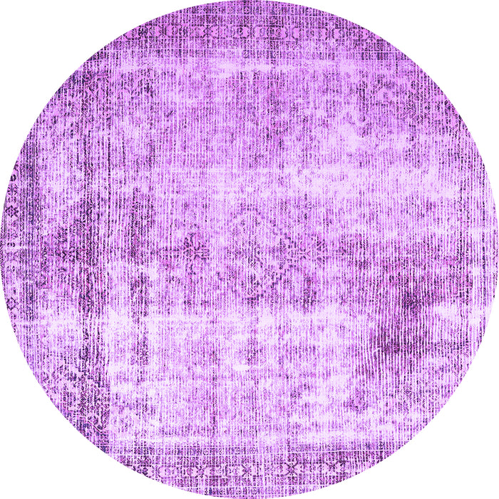 Round Machine Washable Persian Purple Traditional Area Rugs, wshtr1788pur