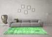 Machine Washable Persian Emerald Green Traditional Area Rugs in a Living Room,, wshtr1788emgrn