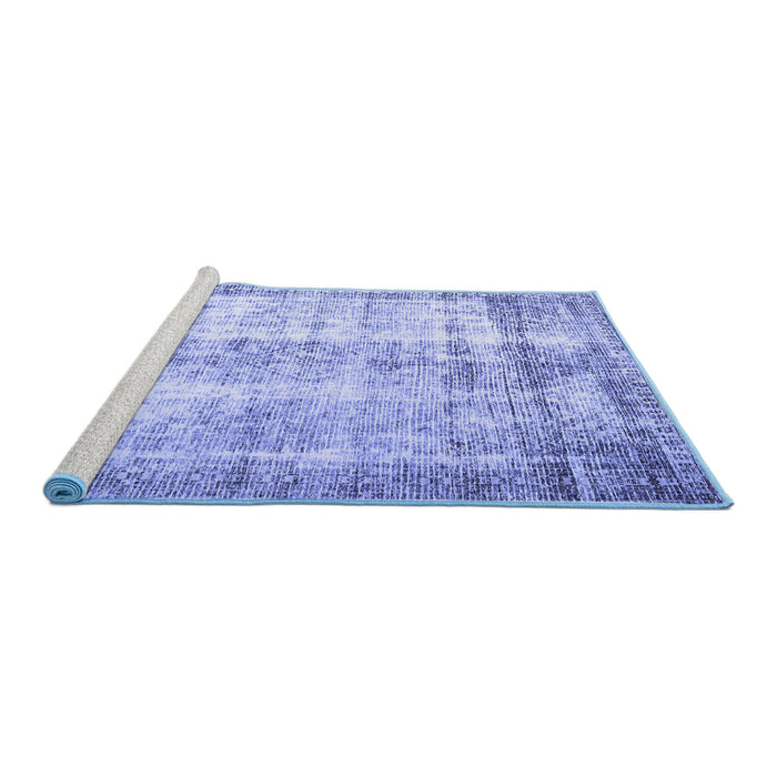Sideview of Machine Washable Persian Blue Traditional Rug, wshtr1788blu