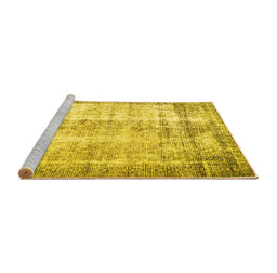 Sideview of Machine Washable Persian Yellow Traditional Rug, wshtr1788yw