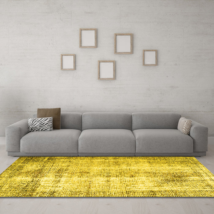 Machine Washable Persian Yellow Traditional Rug in a Living Room, wshtr1788yw