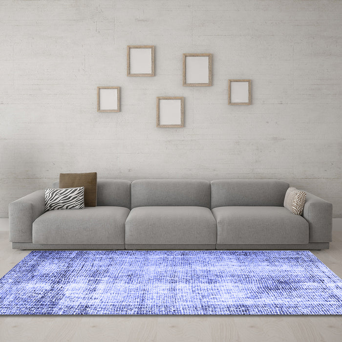 Machine Washable Persian Blue Traditional Rug in a Living Room, wshtr1788blu
