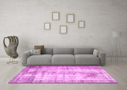 Machine Washable Persian Pink Traditional Rug in a Living Room, wshtr1788pnk