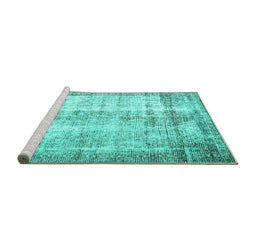 Sideview of Machine Washable Persian Turquoise Traditional Area Rugs, wshtr1788turq
