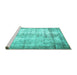 Sideview of Machine Washable Persian Turquoise Traditional Area Rugs, wshtr1788turq