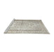 Sideview of Machine Washable Traditional Dark White Beige Rug, wshtr1789