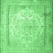 Square Machine Washable Persian Emerald Green Traditional Area Rugs, wshtr1789emgrn