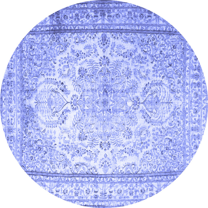 Round Persian Blue Traditional Rug, tr1789blu