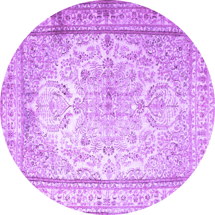 Round Machine Washable Persian Purple Traditional Area Rugs, wshtr1789pur