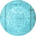 Round Persian Light Blue Traditional Rug, tr1789lblu