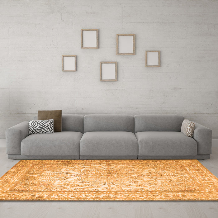 Machine Washable Persian Orange Traditional Area Rugs in a Living Room, wshtr1789org
