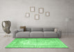 Machine Washable Persian Emerald Green Traditional Area Rugs in a Living Room,, wshtr1789emgrn