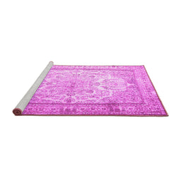 Sideview of Machine Washable Persian Pink Traditional Rug, wshtr1789pnk