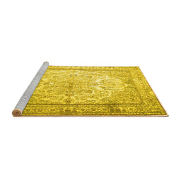 Sideview of Machine Washable Persian Yellow Traditional Rug, wshtr1789yw