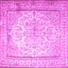 Square Machine Washable Persian Pink Traditional Rug, wshtr1789pnk