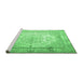 Sideview of Machine Washable Persian Emerald Green Traditional Area Rugs, wshtr1789emgrn