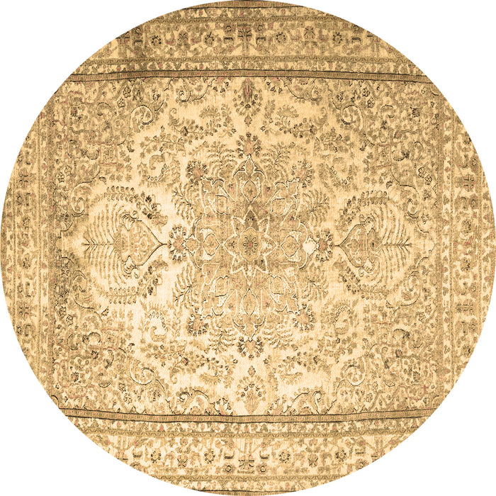 Round Machine Washable Persian Brown Traditional Rug, wshtr1789brn